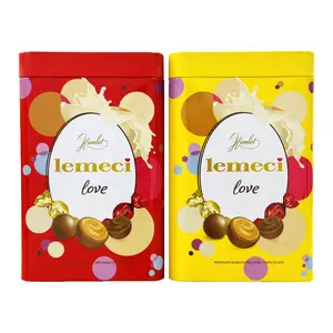 Socola Sữa Nhân Kem Tổng Hợp Hộp Thiếc (Vàng), Lemeci Love, Premium Quality Belgian Chocolate (200g) - HAMLET